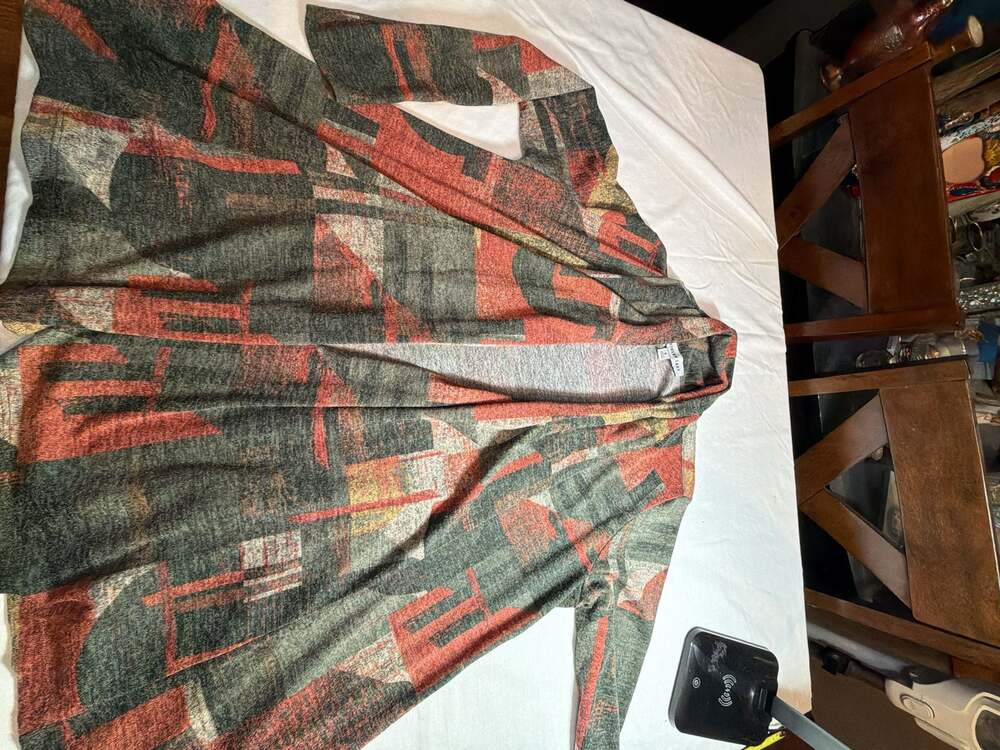 Southern Lady Abstract Print Open Front Cardigan Size S